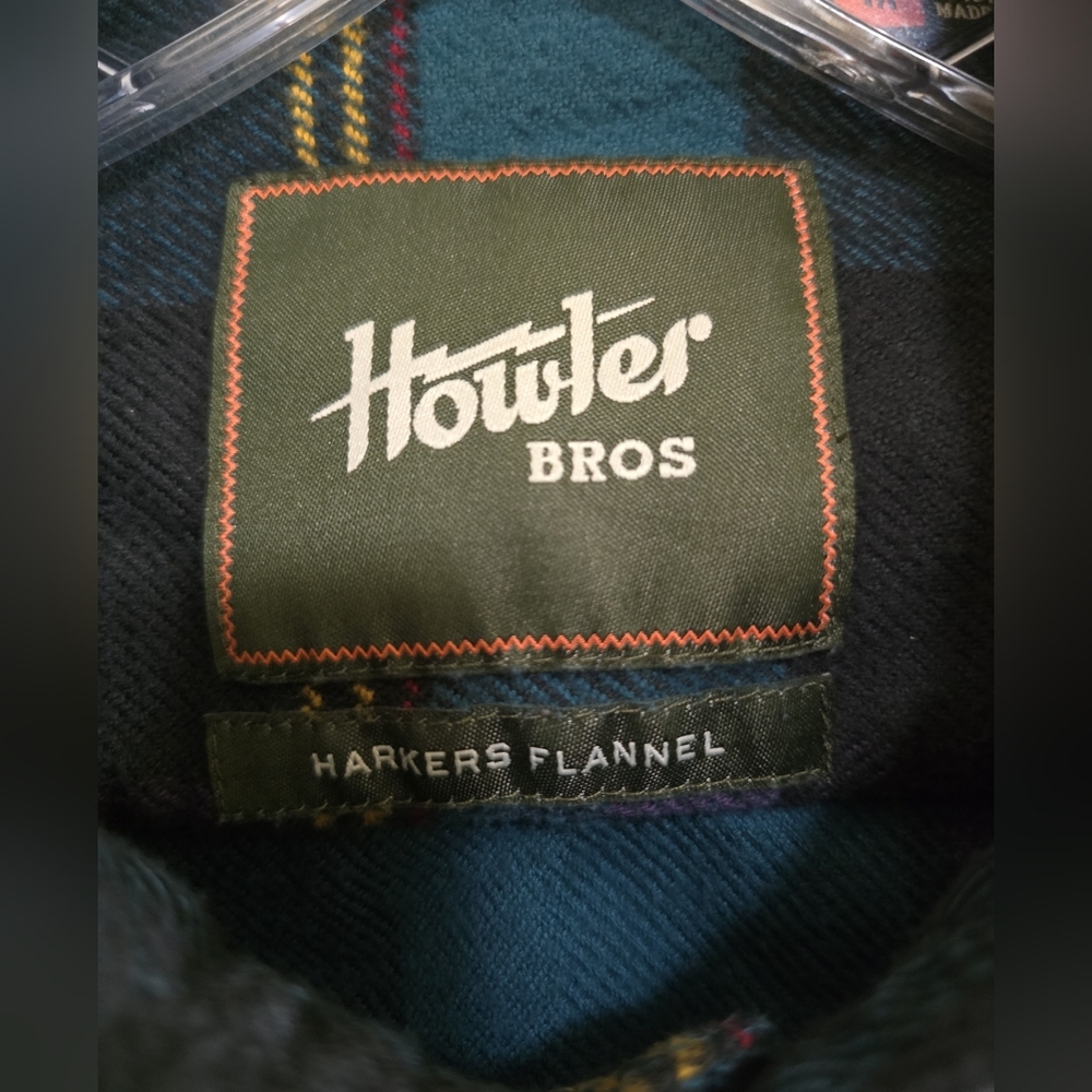 Howler Brothers Harker's Long Sleeve Plaid Flannel Medium Blue Purlpe Black - Picture 8 of 11